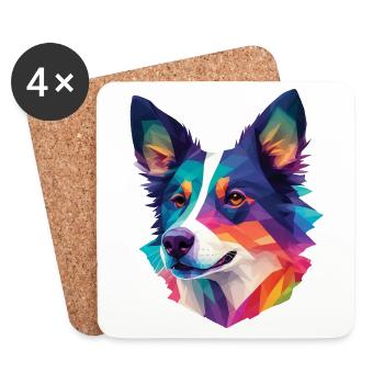 Border Collie Dog Dog Breed Collie Dog Design - Coasters (set of 4) - white - Front