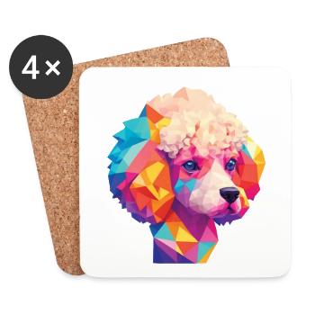 Pudel Hund Hunde Design Pudeln Kunst Haustier - Untersetzer (4er-Set) - Weiß - Vorne