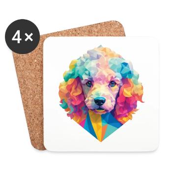Poodle Dog Polygon Dogs Design Pet Poodle - Coasters (set of 4) - white - Front
