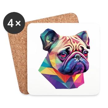 Mops Hund süß Hunderasse Möpse Hunde Pug Design - Untersetzer (4er-Set) - Weiß - Vorne