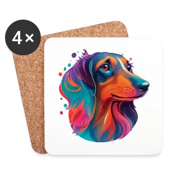 Dachshund Dackel Hund Hunde Hundeliebe Haustier - Untersetzer (4er-Set) - Weiß - Vorne