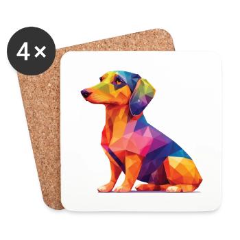 Teckel Chiens Mignon Chien Pet Ami Design - Dessous de verre (lot de 4) - blanc - Devant