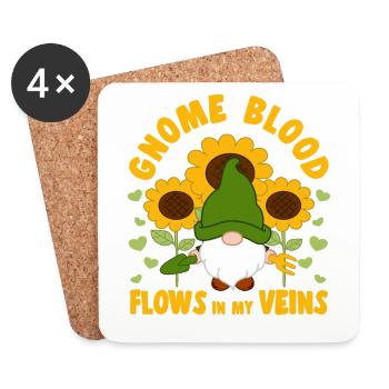 Gnome Blood Flows In My Veins Yard Garden Gnome - Coasters (set of 4) - white - Front
