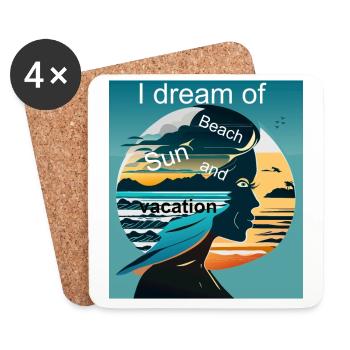 Frau Träumt von Strand und Ferien - Untersetzer (4er-Set) - Weiß - Vorne