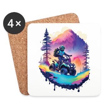 Quad Bike Quad Rider Motocross Outdoor Race Design - Dessous de verre (lot de 4) - blanc - Devant