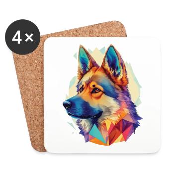 Conception de chien de berger allemand - Dessous de verre (lot de 4) - blanc - Devant