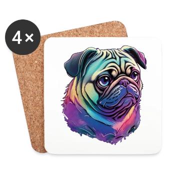 Cute Pug - Le design ultime pour les amoureux des chiens - Dessous de verre (lot de 4) - blanc - Devant