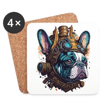 Steampunk Französische Bulldogge Retro Hund Design - Untersetzer (4er-Set) - Weiß - Vorne