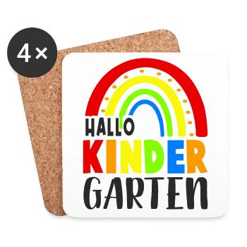 Hallo Kindergarten Gruppe Kita 1. Tag Tagesstätte - Untersetzer (4er-Set) - Weiß - Vorne