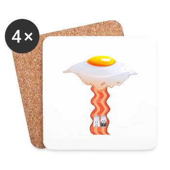 Drôle de design oeuf frit ufo faisceaux poivre sel - Dessous de verre (lot de 4) - blanc - Devant