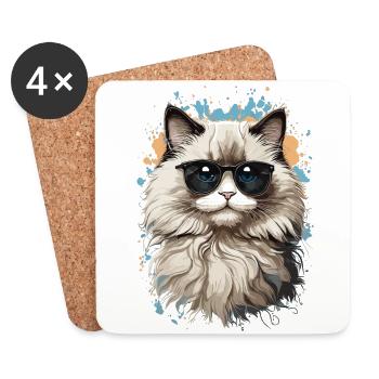 Ragdoll Katze für wahre Katzenliebhaber Katzen - Untersetzer (4er-Set) - Weiß - Vorne