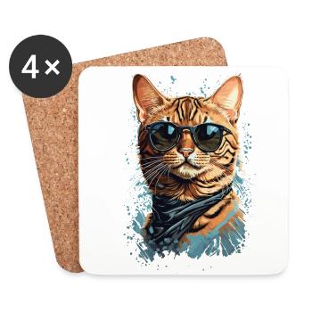 Cool Bengal Cat Exotic Cat Design - Dessous de verre (lot de 4) - blanc - Devant