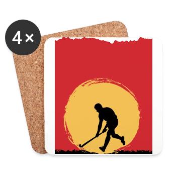 Hockey sur gazon Saison de hockey sur gazon Terrain de hockey - Dessous de verre (lot de 4) - blanc - Devant
