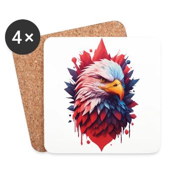 Liberté esthétique de l’aigle et fierté du design d’oiseau - Dessous de verre (lot de 4) - blanc - Devant