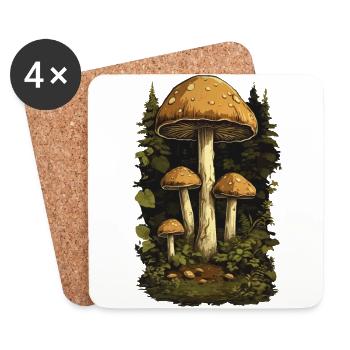 Wald Pilze Goblincore & Vintage Pilz Design - Untersetzer (4er-Set) - Weiß - Vorne