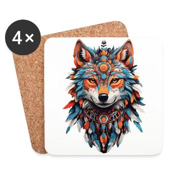 Fox Spirit Power animal of the Indians - Coasters (set of 4) - white - Front