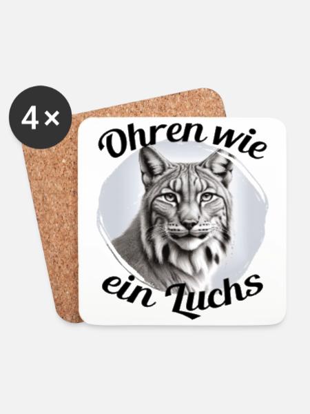 Ohren wie ein Luchs - Untersetzer (4er-Set) - Weiß