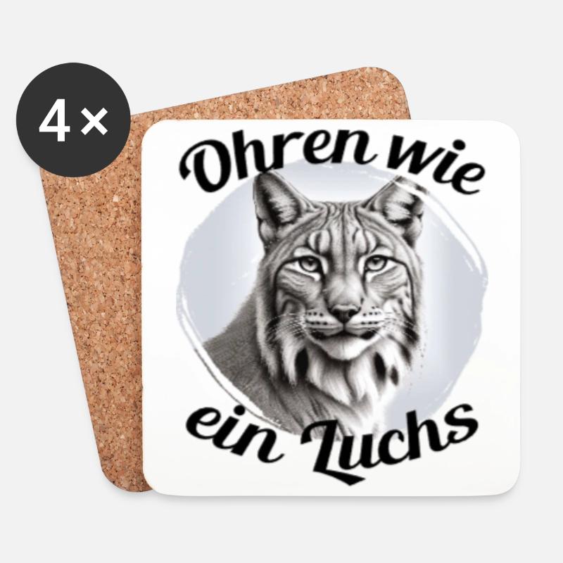 Ohren wie ein Luchs - Untersetzer (4er-Set) - Weiß