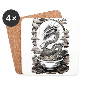 Drache aus Ramen Suppe Ukiyo-E Japan Kunststil - Untersetzer (4er-Set) - Weiß - Vorne