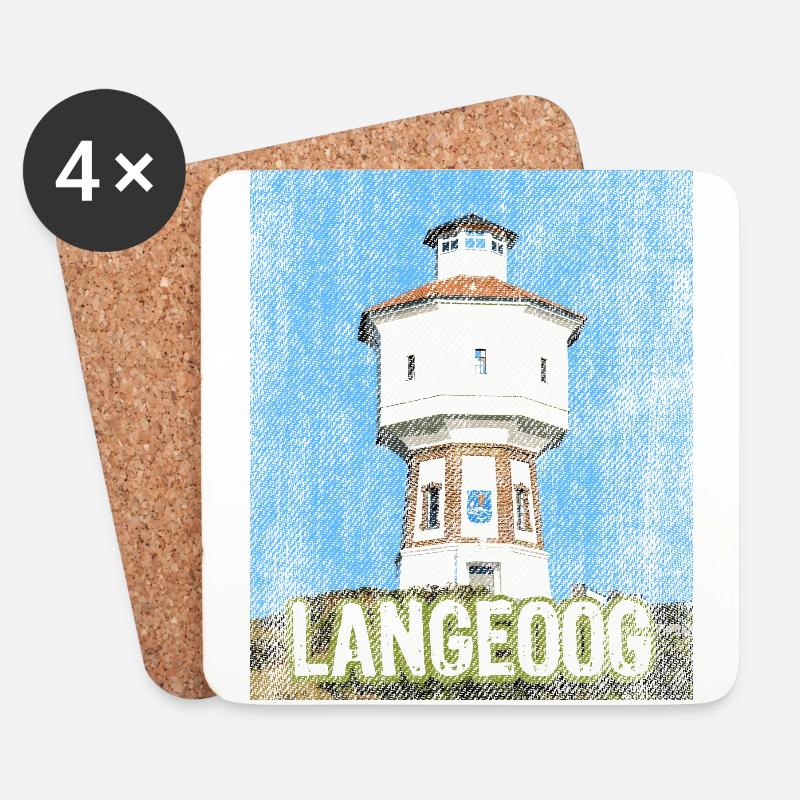 Insel Langeoog Sehnsucht - Untersetzer (4er-Set) - Weiß