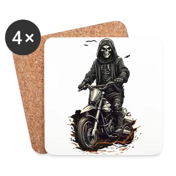 Conception de la Faucheuse de motocross d’Halloween - Dessous de verre (lot de 4) - blanc - Devant