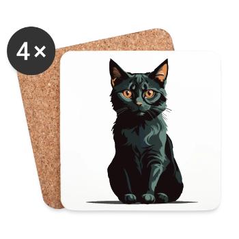 Magischer Halloween Katzenzauber Katzen Design - Untersetzer (4er-Set) - Weiß - Vorne