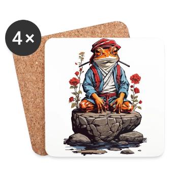 Zen Frog Spiritual Meditation and Japan Yoga - Coasters (set of 4) - white - Front