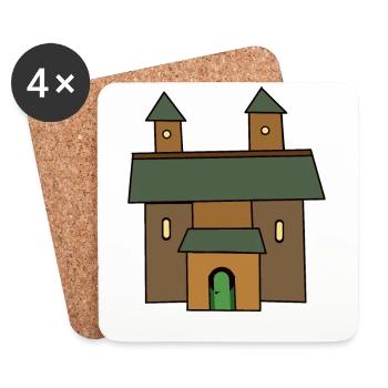 Castle, Middle Ages, Knights, Castle, Fairytale, Fortress - Coasters (set of 4) - white - Front