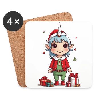 Magical Christmas Unicorn Unicorn for Christmas - Coasters (set of 4) - white - Front
