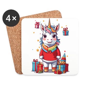 Magical Unicorn at Christmas Winter Design - Coasters (set of 4) - white - Front