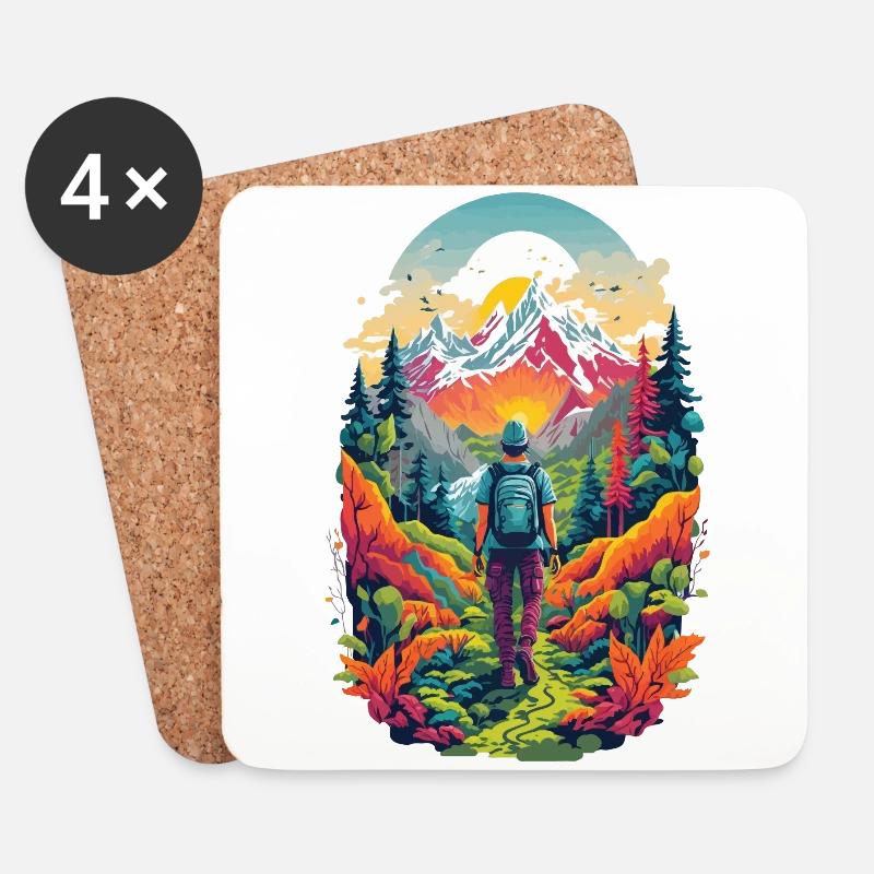 Ästhetik der Berge Wandern Abenteuer in der Natur - Untersetzer (4er-Set) - Weiß