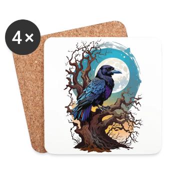 Okkulter Rabe Spirit Design Spiritueller Vogel - Untersetzer (4er-Set) - Weiß - Vorne
