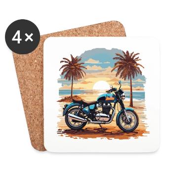 Motorrad Strand Vintage Trip Biker Design - Untersetzer (4er-Set) - Weiß - Vorne