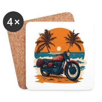 Rétro Motard Motard Design Flair Liberté - Dessous de verre (lot de 4) - blanc - Devant
