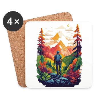 Randonnée dans la nature, la montagne et la forêt - Dessous de verre (lot de 4) - blanc - Devant