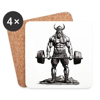 Viking Bodybuilder Fitness Aesthetics - Coasters (set of 4) - white - Front