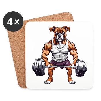 Muscle Boxer Chien Athlétique Fitness Design - Dessous de verre (lot de 4) - blanc - Devant