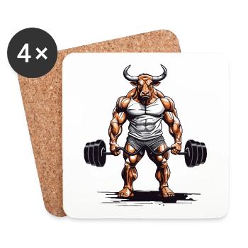Taureau Musculation Fitness Musculation Conception de musculation - Dessous de verre (lot de 4) - blanc - Devant