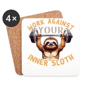 Sloth Defeated Funny Fitness Saying - Coasters (set of 4) - white - Front