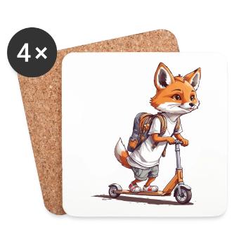 Adventure Fox Premier jour d’école Scooter Design - Dessous de verre (lot de 4) - blanc - Devant
