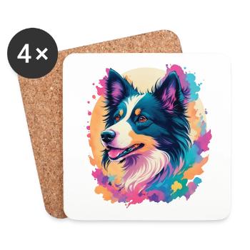 Border Collie Dog Elegance for Dog Fans - Coasters (set of 4) - white - Front