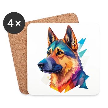 German Shepherd Dogs Popart Dog Love - Coasters (set of 4) - white - Front