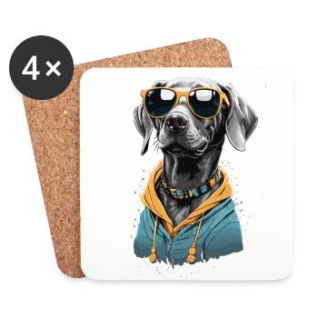 Braque de Weimar Vintage chien esthétique chiens Design - Dessous de verre (lot de 4) - blanc - Devant