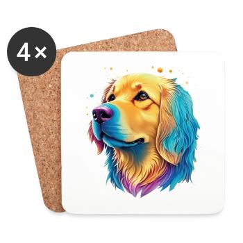 Golden Retriever chien amant Design d’Art - Dessous de verre (lot de 4) - blanc - Devant