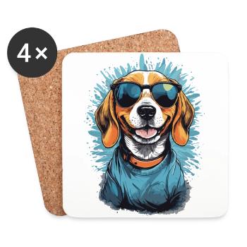 Cool Beagle Dad Family Dog Dogs Love - Coasters (set of 4) - white - Front