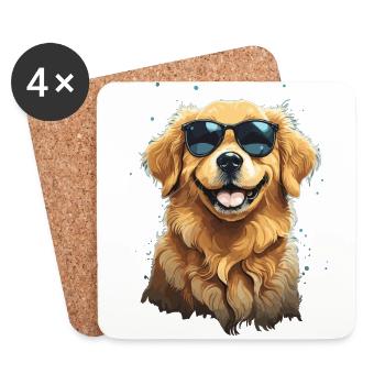 Golden Retriever Coolness and Style Sunglasses - Coasters (set of 4) - white - Front