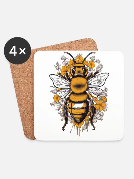 Hobby Imker Bienen Ästhetik Honigliebe Design - Untersetzer (4er-Set) - Weiß
