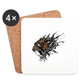 Heftiges Säbelzahntiger-Tattoo-Design - Untersetzer (4er-Set) - Weiß - Vorne