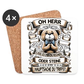 Teddy Bär Mit Lustigem Spruch Hirn Regnen Design - Untersetzer (4er-Set) - Weiß - Vorne