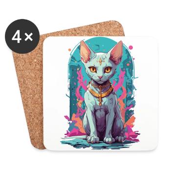 Kawaii Gothic Sphynx Katze Pastel Okkult Design - Untersetzer (4er-Set) - Weiß - Vorne